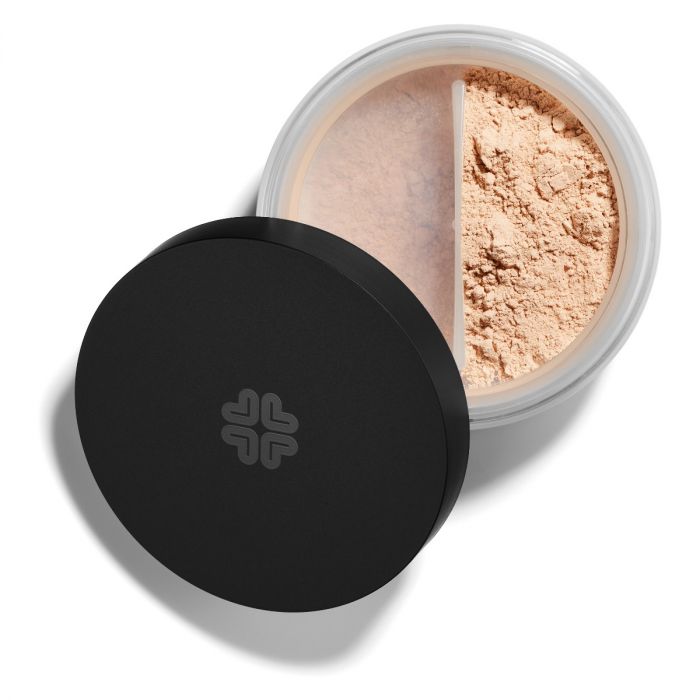 Lily Lolo Barely Buff Mineral Foundation: Vegan. Gluten Free. GMO Free. Cruelty Free.  A light foundation shade with balanced undertones.